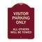 Signmission Visitor Parking All Others Will Towed Heavy-Gauge Aluminum Sign, 24" x 18", BU-1824-22730 A-DES-BU-1824-22730 - alternate 1